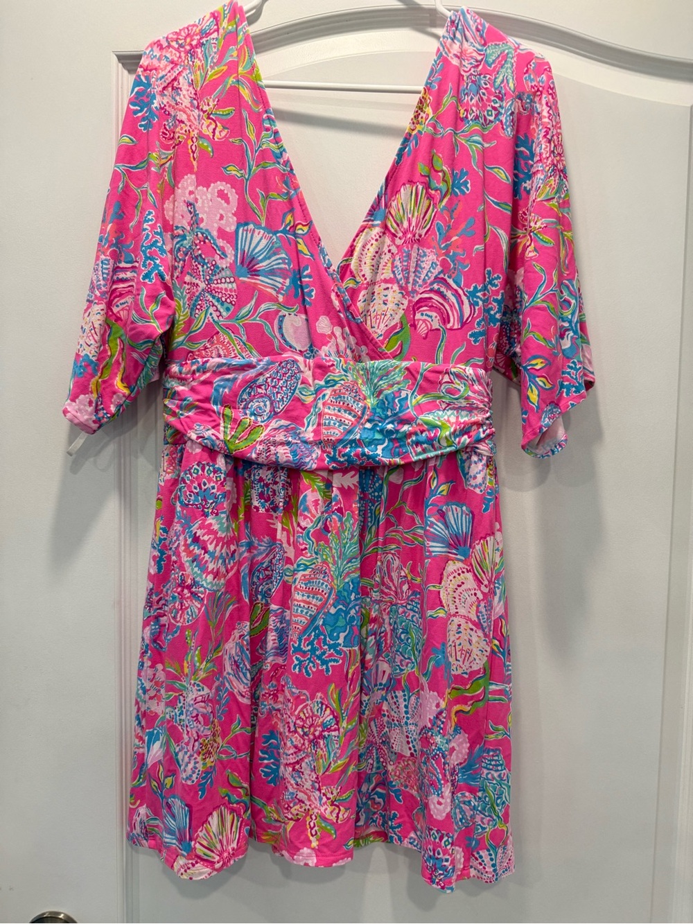 Lilly Pulitzer Pink Floral V-Neck Mini Dress - Picture 2 of 3